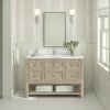 James Martin Vanities 48'' Single Vanity, Whitewashed Oak w/ Single Hole 3CM White Zeus Quartz Top & Backsplash 330-V48-WWO-1WZ